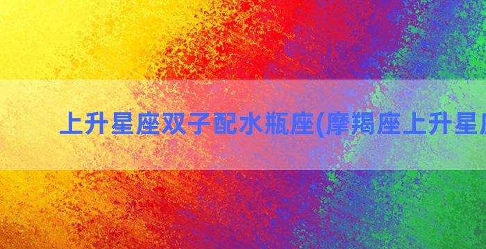 上升星座双子配水瓶座(摩羯座上升星座双子)