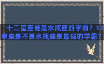 十二星座谁是水瓶座的学霸？12星座是不是水瓶座是最强的学霸？