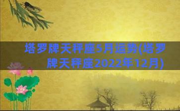 塔罗牌天秤座5月运势(塔罗牌天秤座2022年12月)