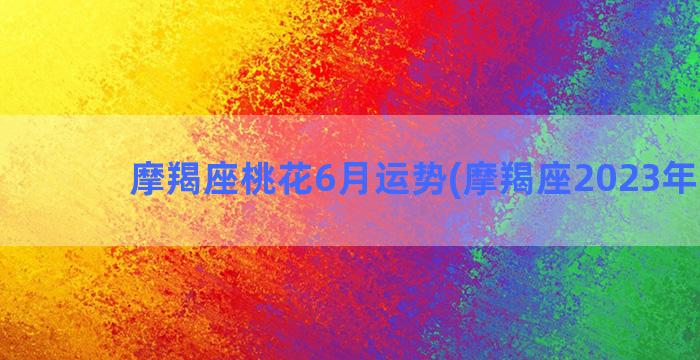 摩羯座桃花6月运势(摩羯座2023年桃花)