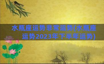 水瓶座运势非常运势(水瓶座运势2023年下半年运势)