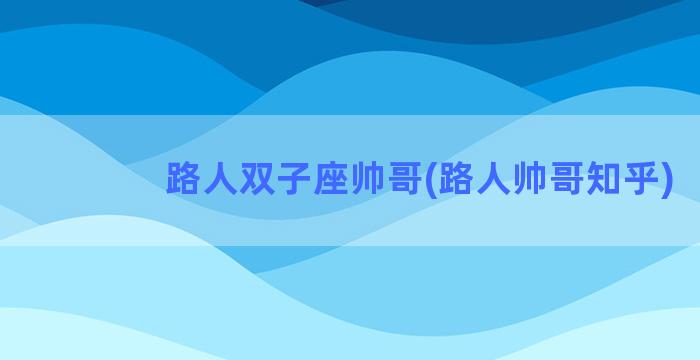 路人双子座帅哥(路人帅哥知乎)